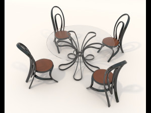 Contemporary Style Table and Chairs 14 3D Модель