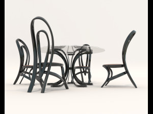 Contemporary Style Table and Chairs 14 3D Модель