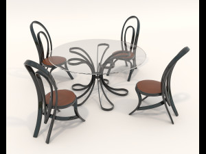Contemporary Style Table and Chairs 14 3D Модель