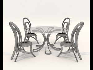 Contemporary Style Table and Chairs 14 3D Модель