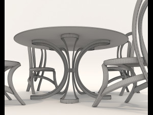 Contemporary Style Table and Chairs 14 3D Модель