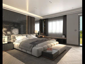 Modern Bedroom Interior Scene 27 3D Model