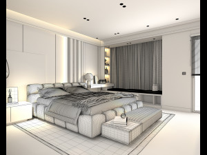 Modern Bedroom Interior Scene 27 Model 3D