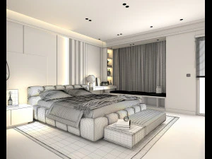 Modern Bedroom Interior Scene 27 3D Model