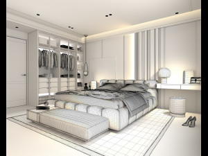 Modern Bedroom Interior Scene 27 Model 3D