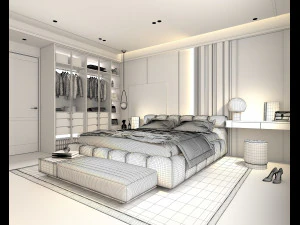 Modern Bedroom Interior Scene 27 3D Model
