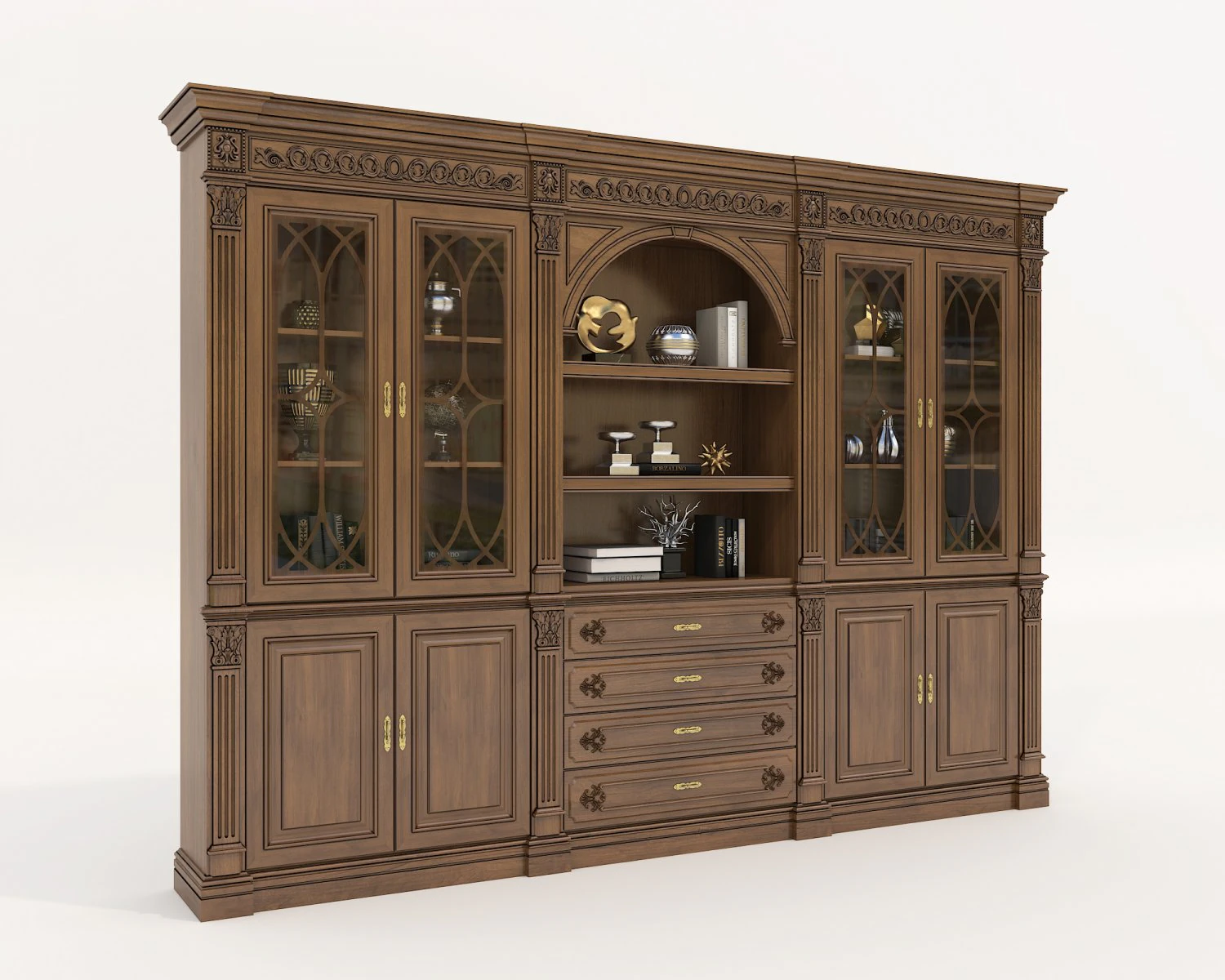 Display Cabinet Classic Style and Decoration 8 3D Model .c4d .max .obj .3ds .fbx .stl .blend
