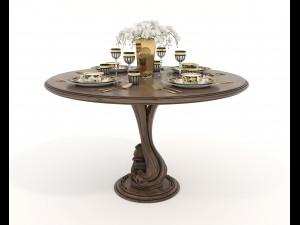 European Style Dining Table and Chairs 17 3D Model
