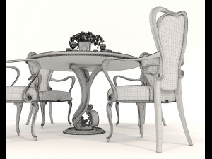 European Style Dining Table and Chairs 17 3D Model