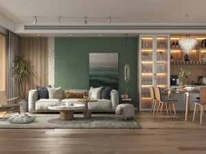 Living Room and Dining Room Scene 3 3D Model