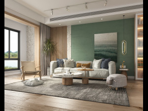 Living Room and Dining Room Scene 3 3D Model