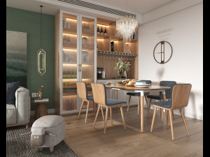 Living Room and Dining Room Scene 3 3D Model