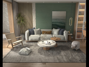Living Room and Dining Room Scene 3 3D Model