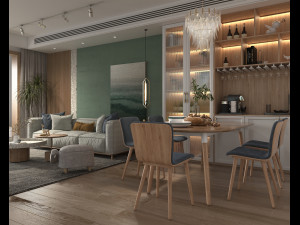 Living Room and Dining Room Scene 3 3D Model