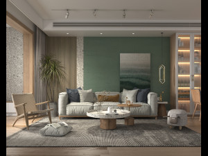 Living Room and Dining Room Scene 3 3D Model