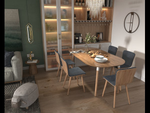 Living Room and Dining Room Scene 3 3D Model