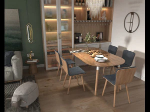 Living Room and Dining Room Scene 3 3D Model