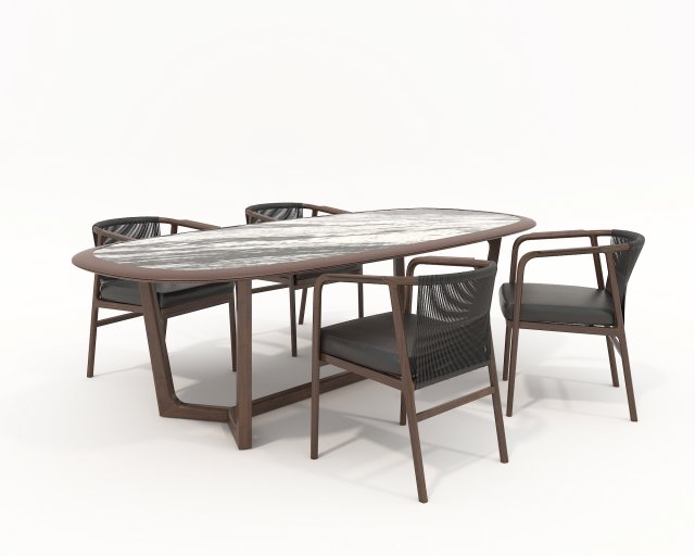 Dining Table and Chairs 4 Modello 3D .c4d .max .obj .3ds .fbx .stl .blend 