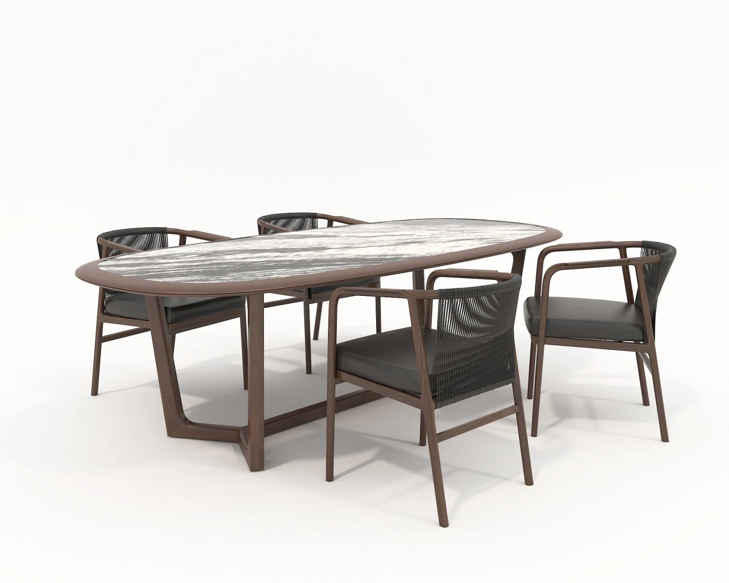 Dining Table and Chairs 4 3D Model .c4d .max .obj .3ds .fbx .stl .blend 