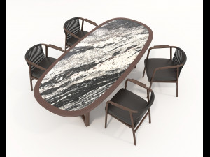 Dining Table and Chairs 4 Modello 3D