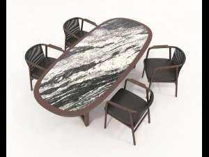 Dining Table and Chairs 4 3D Model