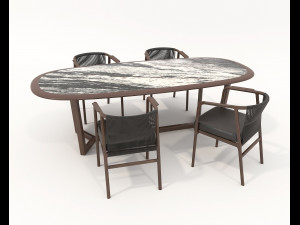 Dining Table and Chairs 4 Modello 3D
