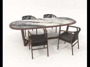 Dining Table and Chairs 4 3D Model