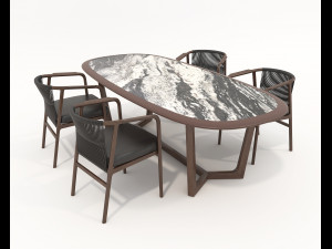 Dining Table and Chairs 4 Modello 3D