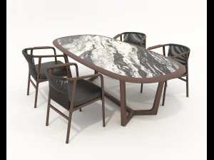 Dining Table and Chairs 4 3D Model