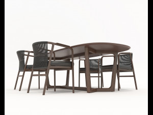 Dining Table and Chairs 4 Modello 3D