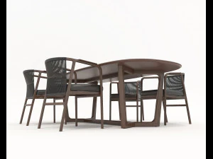 Dining Table and Chairs 4 3D Model