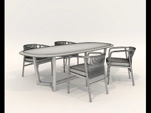 Dining Table and Chairs 4 3D Model