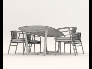 Dining Table and Chairs 4 Modello 3D
