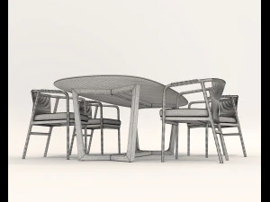 Dining Table and Chairs 4 3D Model