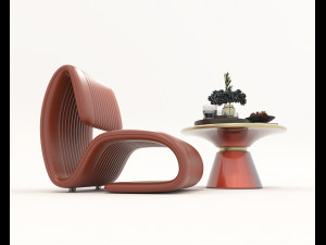 Contemporary Style Coffee Table and Armchair 17 3D-Modell
