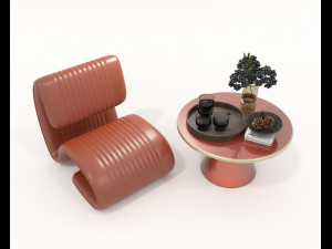 Contemporary Style Coffee Table and Armchair 17 3D-Modell