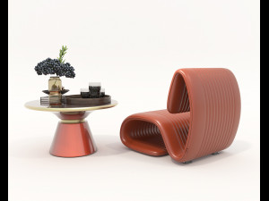 Contemporary Style Coffee Table and Armchair 17 3D-Modell
