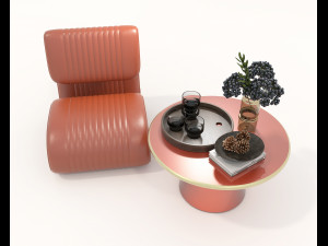 Contemporary Style Coffee Table and Armchair 17 3D-Modell
