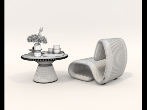 Contemporary Style Coffee Table and Armchair 17 3D-Modell