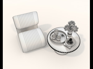 Contemporary Style Coffee Table and Armchair 17 3D-Modell