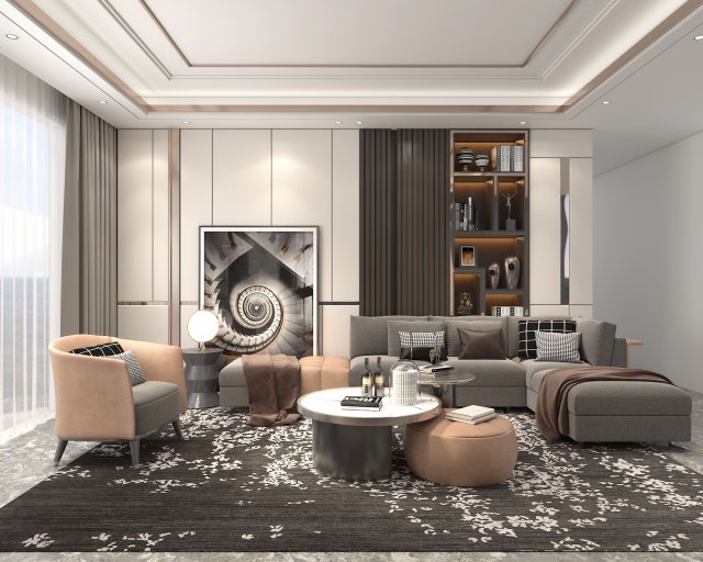Modern Living Room Scene 4 3D Model .c4d .max .obj .3ds .fbx .lwo .lw .lws