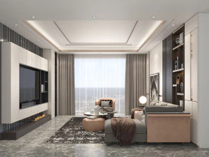 Modern Living Room Scene 4 3D Model