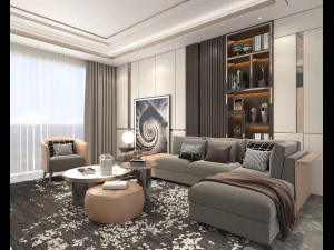 Modern Living Room Scene 4 3D Model