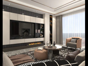 Modern Living Room Scene 4 3D Model