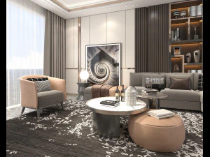 Modern Living Room Scene 4 3D Model