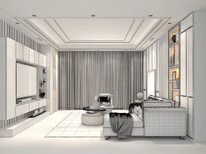Modern Living Room Scene 4 3D Model
