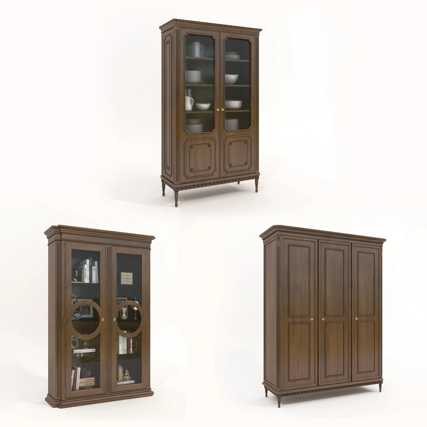 European Style Cabinets Collection 3D Model .c4d .max .obj .3ds .fbx .stl .blend 