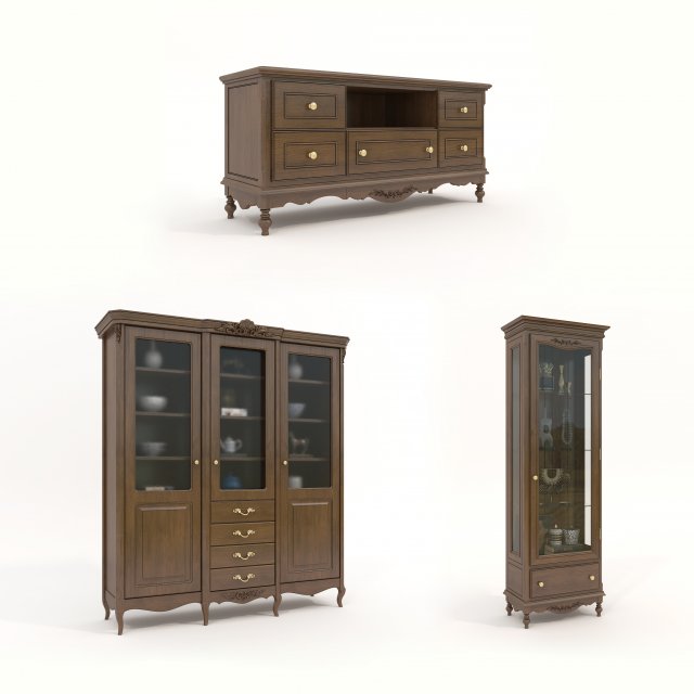 European Style Cabinets Collection 2 3D Модель .c4d .max .obj .3ds .fbx .stl .blend 