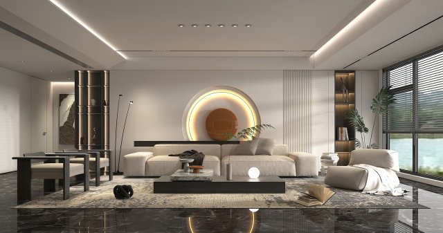 Modern Living Room Scene 5 3D Model .c4d .max .obj .3ds .fbx .lwo .lw .lws