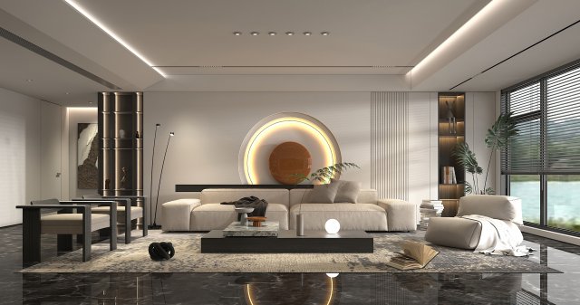Modern Living Room Scene 5 3D मॉडल .c4d .max .obj .3ds .fbx .stl .blend 